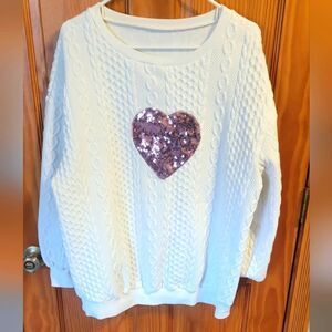 SHEIN Curve Sweater Sequin Heart Detail Size 0xl